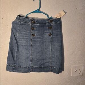 St. John's Bay Light Blue Denim Button-Front Mini Skirt